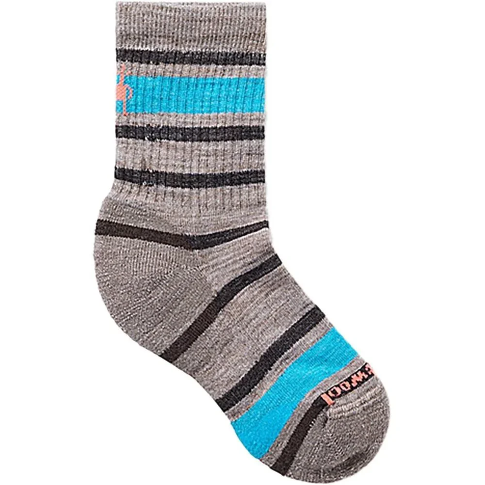 3 Pairs SmartWool Kids Hike Light Cushion Striped Crew Socks Large Fossil NWT